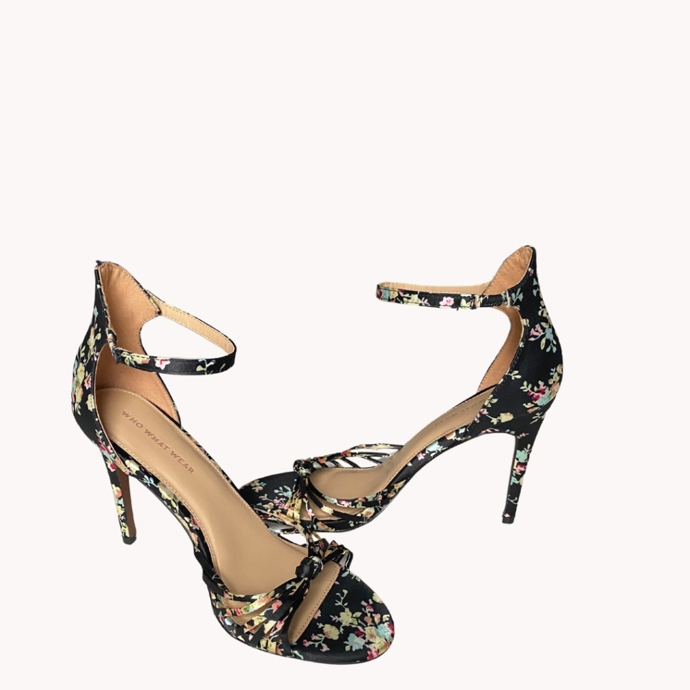 Who What Wear Floral Knotted Heels, Size 8 1/2